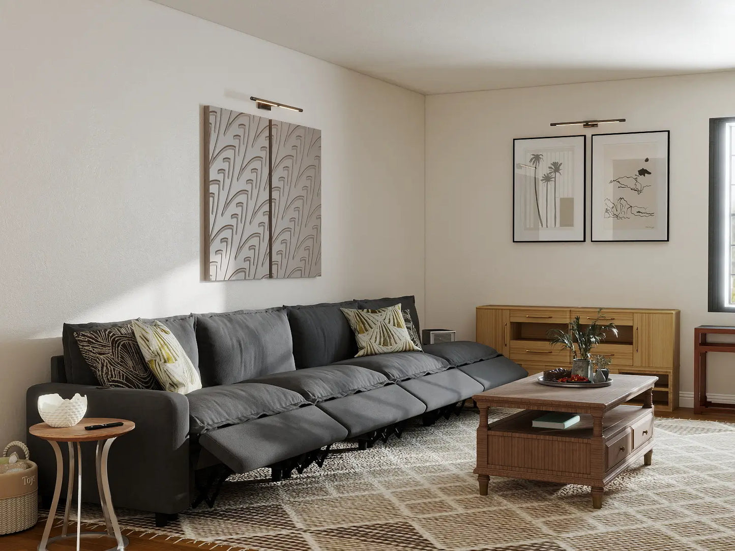 4 Piece Grey Linen Condo Furniture Couch Sectionals 4 Seater 7