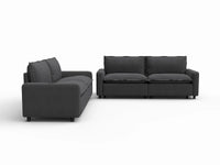 4 Piece Grey Linen Great Room V Shaped Sectionals 4 Seater 2