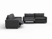 4 Piece Grey Linen Great Room V Shaped Sectionals 4 Seater 3