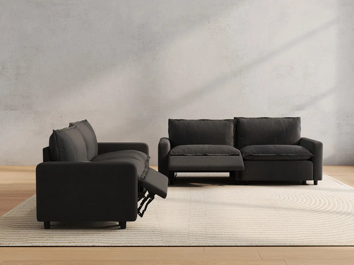 4 Piece Grey Linen Great Room V Shaped Sectionals 4 Seater 5