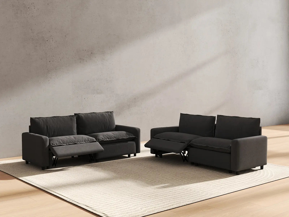 4 Piece Grey Linen Great Room V Shaped Sectionals 4 Seater 6