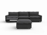 4 Piece Grey Linen Home Living Chaise Sectionals 3 Seater with 1 Ottoman 3