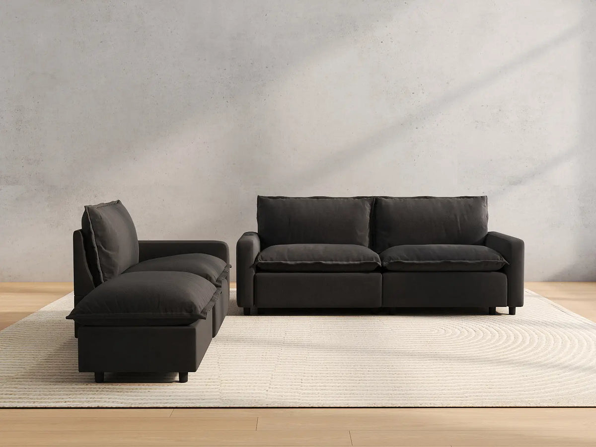 4 Piece Grey Linen Home Living Chaise Sectionals 3 Seater with 1 Ottoman 4 e0032eb5 4807 4fec 86c3 a360366d0ee5