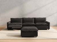 4 Piece Grey Linen Home Living Chaise Sectionals 3 Seater with 1 Ottoman 5
