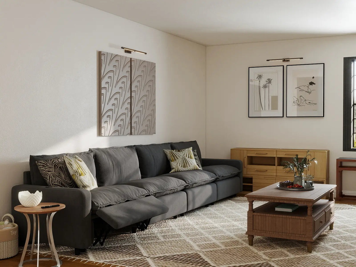 4 Piece Grey Linen Home Living Couch Sectionals 4 Seater 7