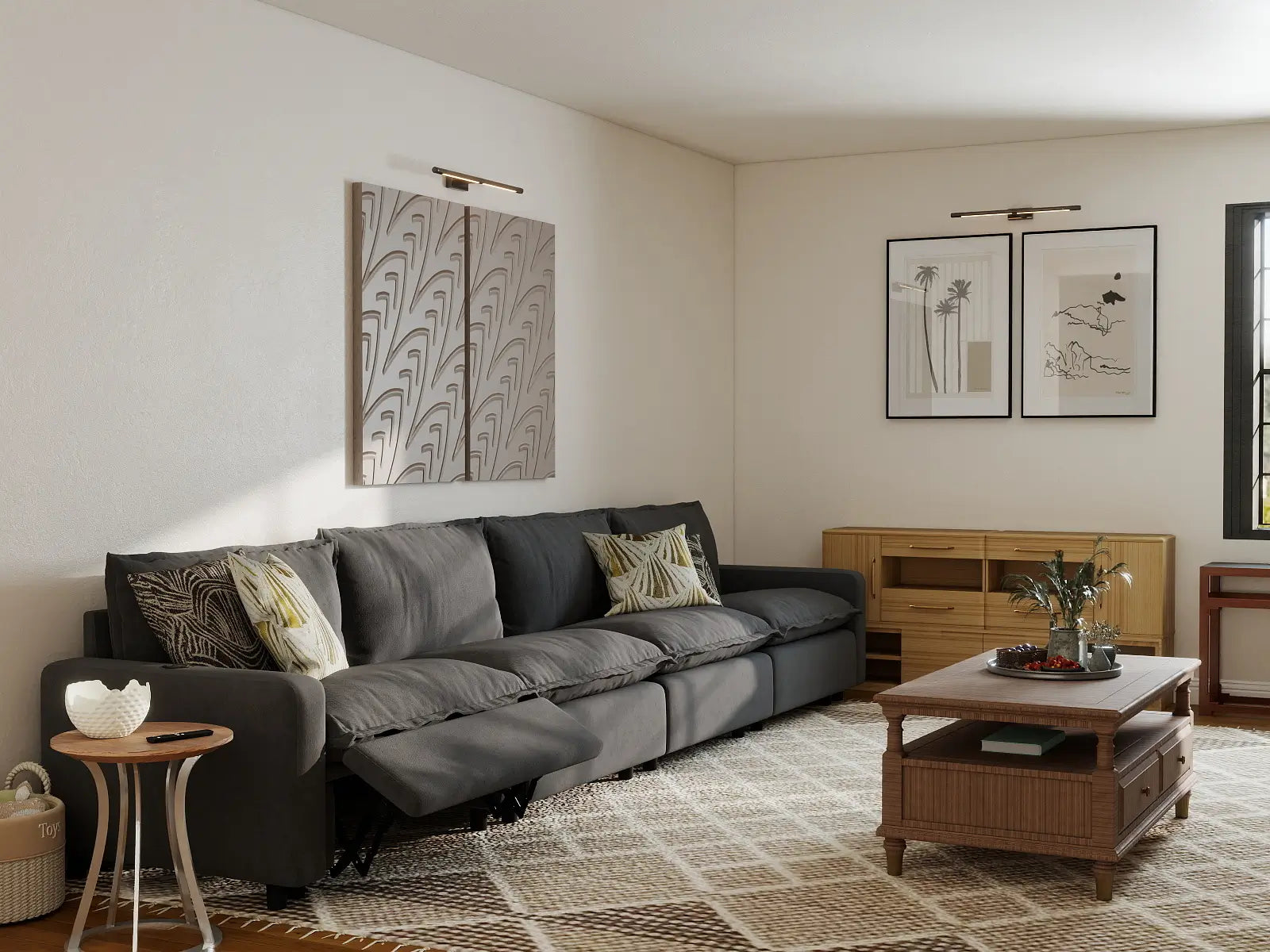 4 Piece Grey Linen Home Living Couch Sectionals 4 Seater 7
