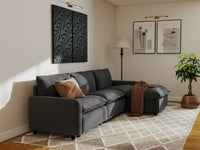 Modular Cero Modular Sectionals | 4-Piece Grey Linen Home Living L-Shaped Sectionals 3-Seater with 1-Ottoman