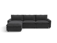 Modular Cero Modular Sectionals | 4-Piece Grey Linen Home Living L-Shaped Sectionals 3-Seater with 1-Ottoman