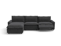 Modular Cero Reclining Sectionals | 4-Piece Grey Linen Home Living L-Shaped Sectionals 3-Seater with 1-Ottoman
