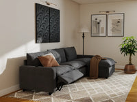 Modular Cero Reclining Sectionals | 4-Piece Grey Linen Home Living L-Shaped Sectionals 3-Seater with 1-Ottoman