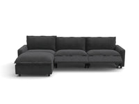 Modular Cero Reclining Sectionals | 4-Piece Grey Linen Large Space L-Shaped Sectionals 3-Seater with 1-Ottoman