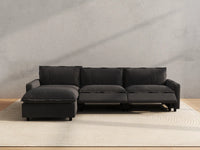 Modular Cero Reclining Sectionals | 4-Piece Grey Linen Large Space L-Shaped Sectionals 3-Seater with 1-Ottoman