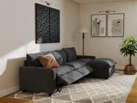 Modular Cero Reclining Sectionals | 4-Piece Grey Linen Large Space L-Shaped Sectionals 3-Seater with 1-Ottoman