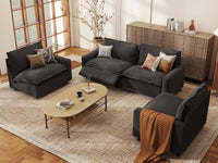 4 Piece Grey Linen Resort Style U Shaped Sectionals 4 Seater 1