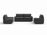 4 Piece Grey Linen Resort Style U Shaped Sectionals 4 Seater 2