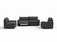 4 Piece Grey Linen Resort Style U Shaped Sectionals 4 Seater 3