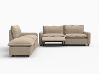 4 Piece Khaki Linen Den Chaise Sectionals 3 Seater with 1 Ottoman 3