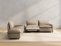 4 Piece Khaki Linen Den Chaise Sectionals 3 Seater with 1 Ottoman 5