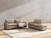 4 Piece Khaki Linen Den Chaise Sectionals 3 Seater with 1 Ottoman 6