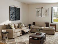 4 Piece Khaki Linen Den Chaise Sectionals 3 Seater with 1 Ottoman 7