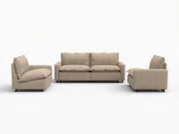 4 Piece Khaki Linen High Ceiling Room U Shaped Sectionals 4 Seater 2