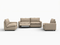 4 Piece Khaki Linen High Ceiling Room U Shaped Sectionals 4 Seater 3