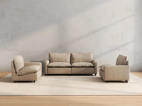 4 Piece Khaki Linen High Ceiling Room U Shaped Sectionals 4 Seater 4