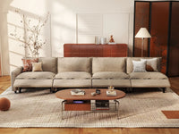 4 Piece Khaki Linen Home Living Couch Sectionals 4 Seater 1