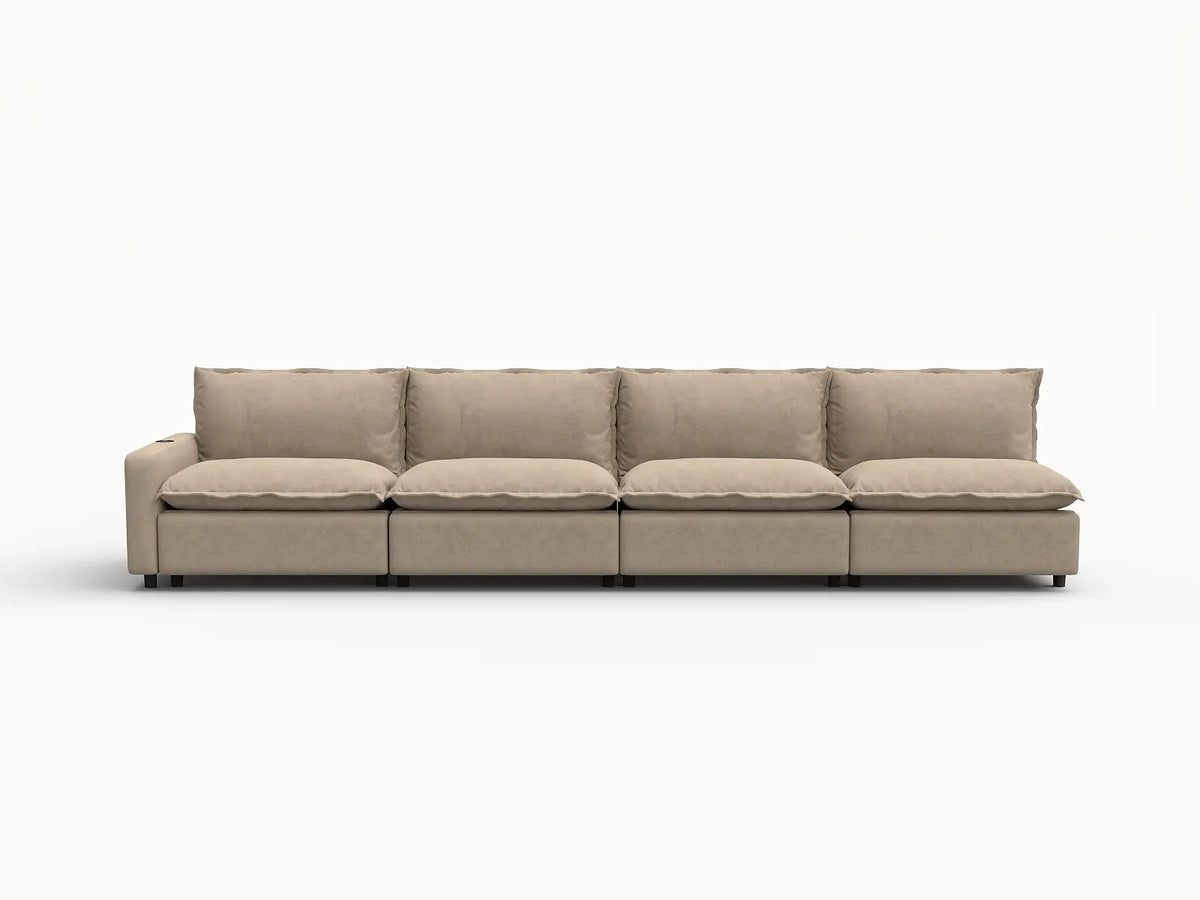 4 Piece Khaki Linen Home Living Couch Sectionals 4 Seater 2