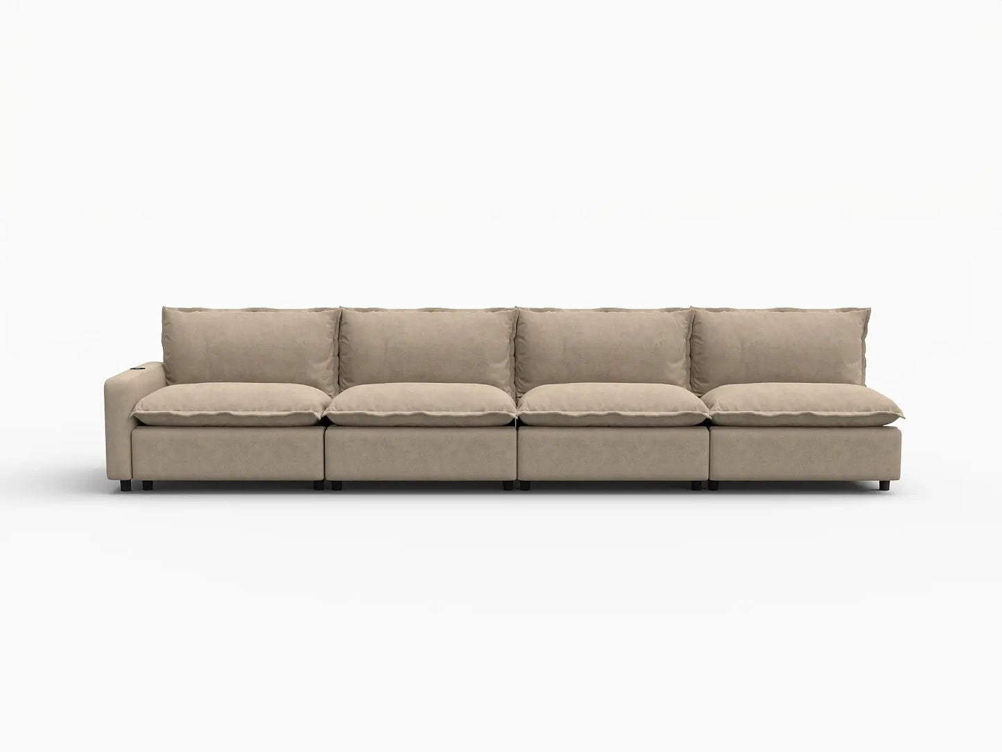 4 Piece Khaki Linen Home Living Couch Sectionals 4 Seater 2
