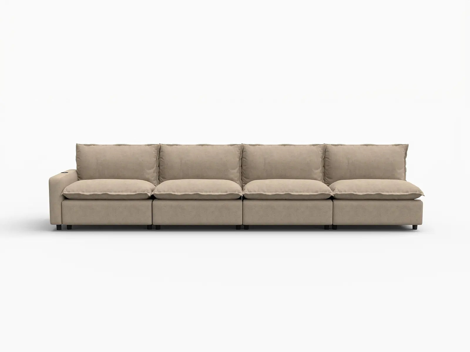 4 Piece Khaki Linen Home Living Couch Sectionals 4 Seater 2
