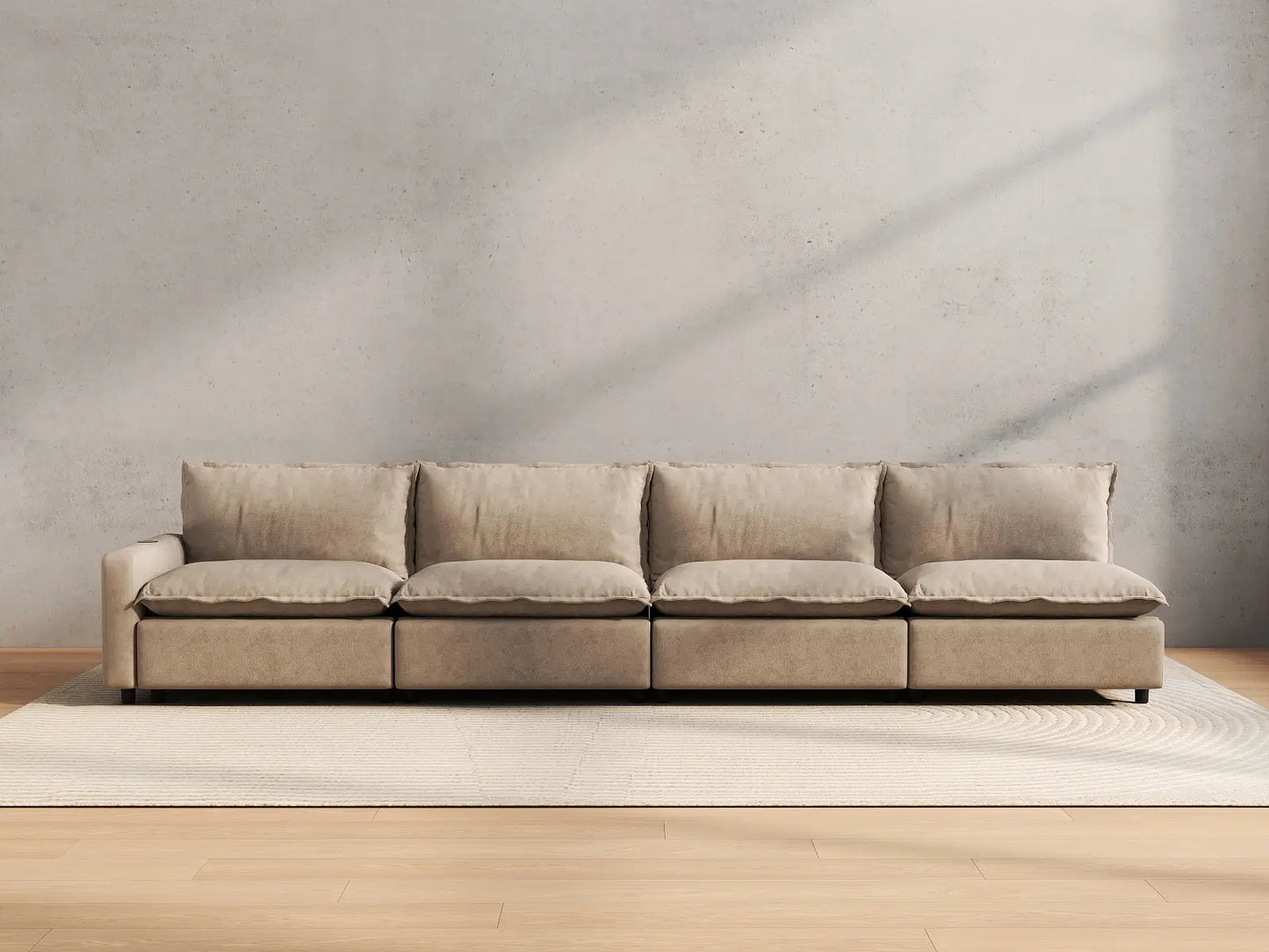 4 Piece Khaki Linen Home Living Couch Sectionals 4 Seater 4