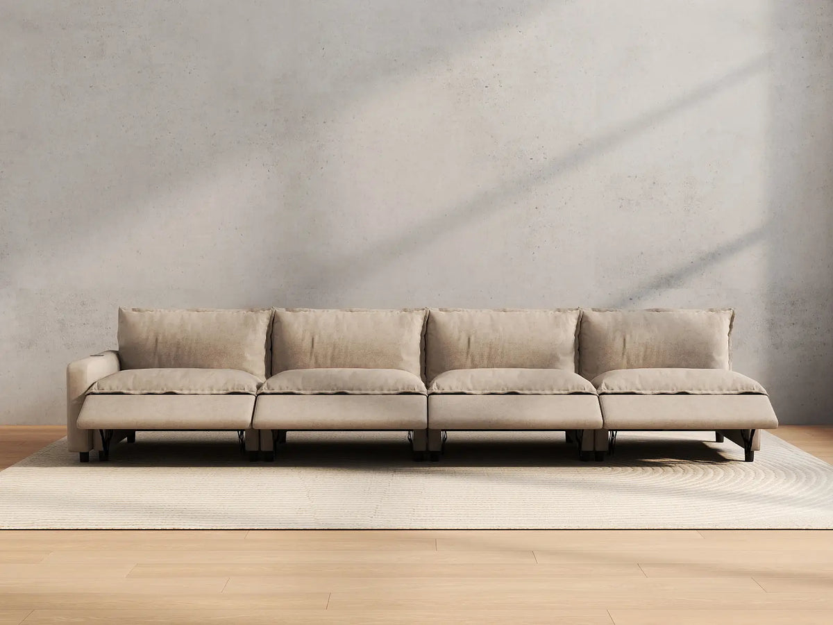 4 Piece Khaki Linen Home Living Couch Sectionals 4 Seater 5