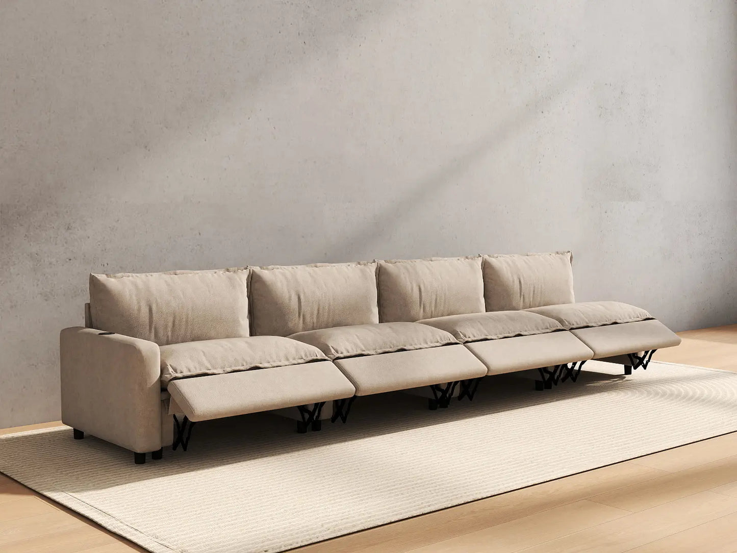 4 Piece Khaki Linen Home Living Couch Sectionals 4 Seater 6