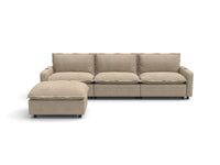 Modular Cero Reclining Sectionals | 4-Piece Khaki Linen Home Living L-Shaped Sectionals 3-Seater with 1-Ottoman