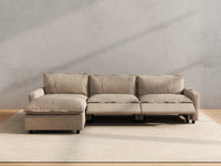 Modular Cero Reclining Sectionals | 4-Piece Khaki Linen Home Living L-Shaped Sectionals 3-Seater with 1-Ottoman