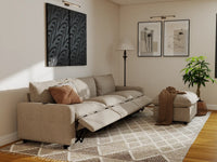 Modular Cero Reclining Sectionals | 4-Piece Khaki Linen Home Living L-Shaped Sectionals 3-Seater with 1-Ottoman