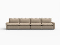 4 Piece Khaki Linen Home Theater Couch Sectionals 4 Seater 2