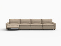 4 Piece Khaki Linen Home Theater Couch Sectionals 4 Seater 3