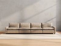 4 Piece Khaki Linen Home Theater Couch Sectionals 4 Seater 4