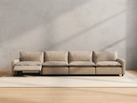 4 Piece Khaki Linen Home Theater Couch Sectionals 4 Seater 5