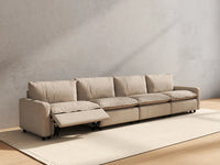 4 Piece Khaki Linen Home Theater Couch Sectionals 4 Seater 6
