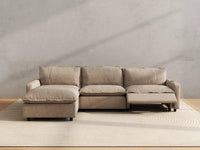 Modular Cero Reclining Sectionals | 4-Piece Khaki Linen Large Space L-Shaped Sectionals 3-Seater with 1-Ottoman