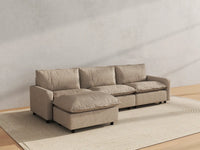 Modular Cero Modular Sectionals | 4-Piece Khaki Linen Large Space L-Shaped Sectionals 3-Seater with 1-Ottoman