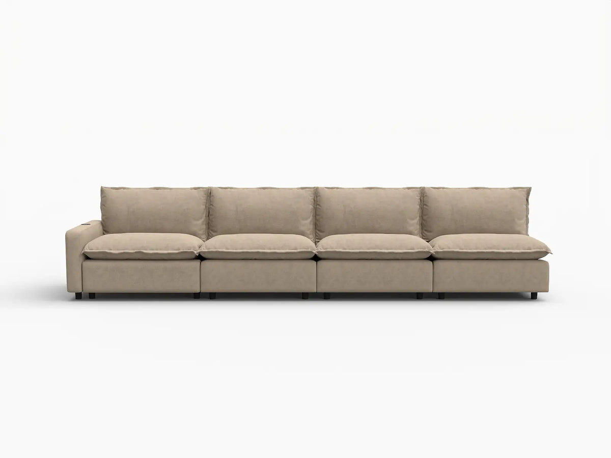 4 Piece Khaki Linen Main Living Area Couch Sectionals 4 Seater 2