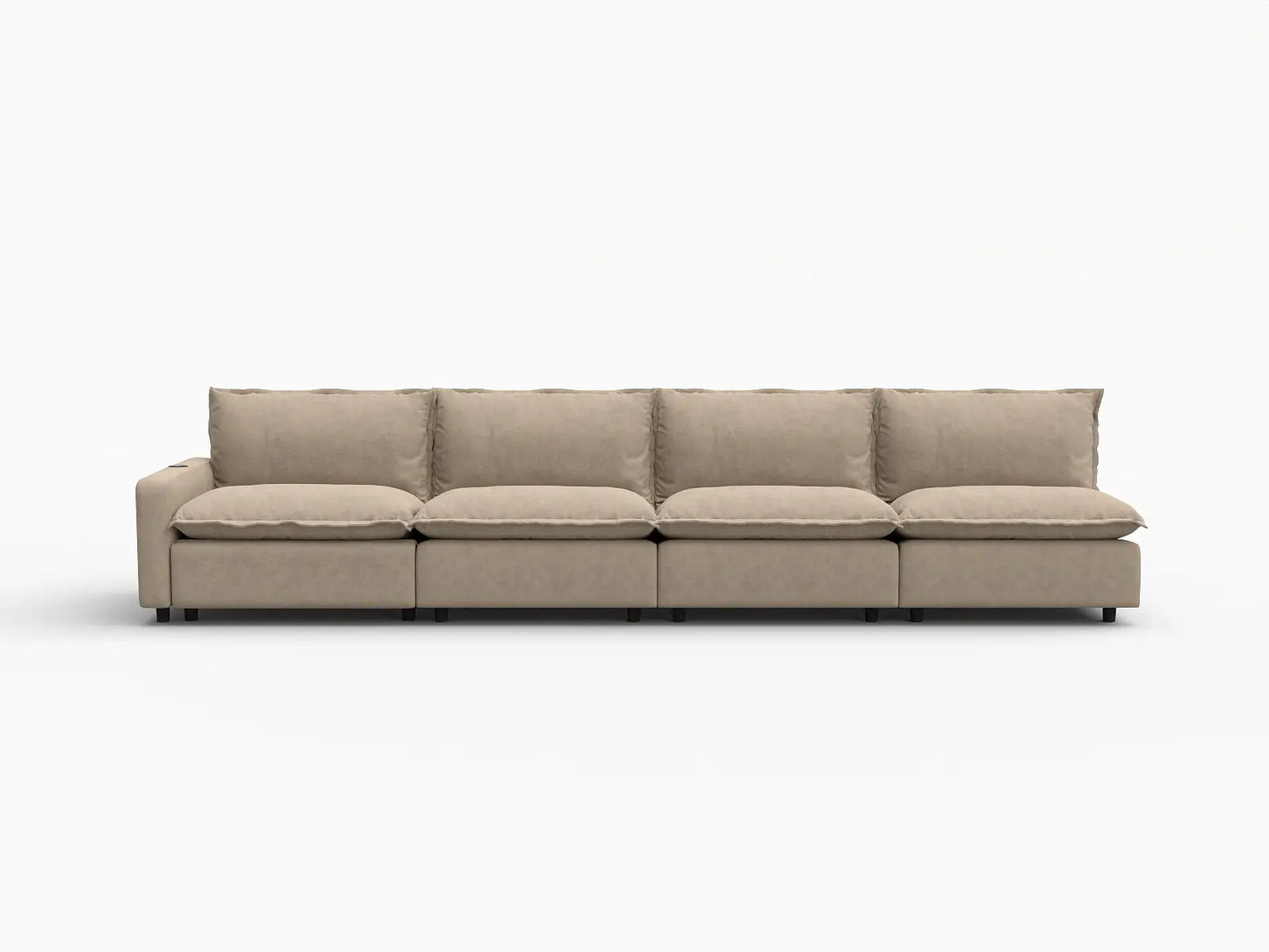 4 Piece Khaki Linen Main Living Area Couch Sectionals 4 Seater 2