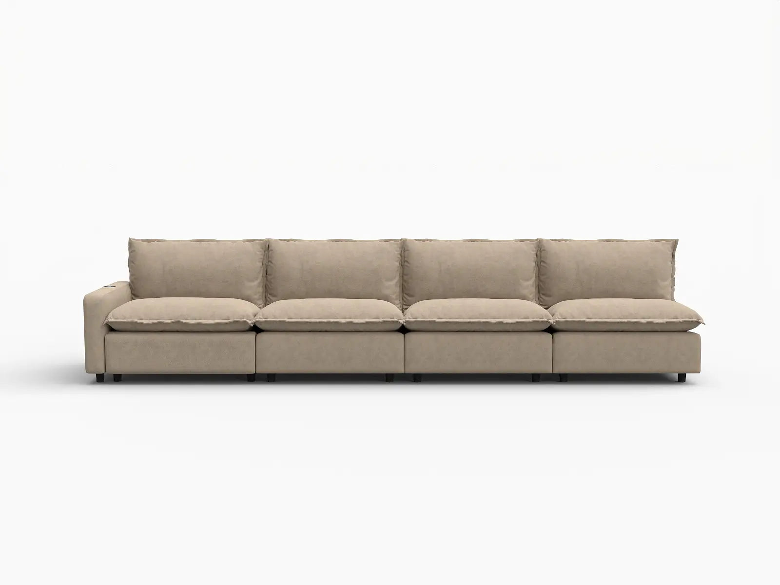 4 Piece Khaki Linen Main Living Area Couch Sectionals 4 Seater 2