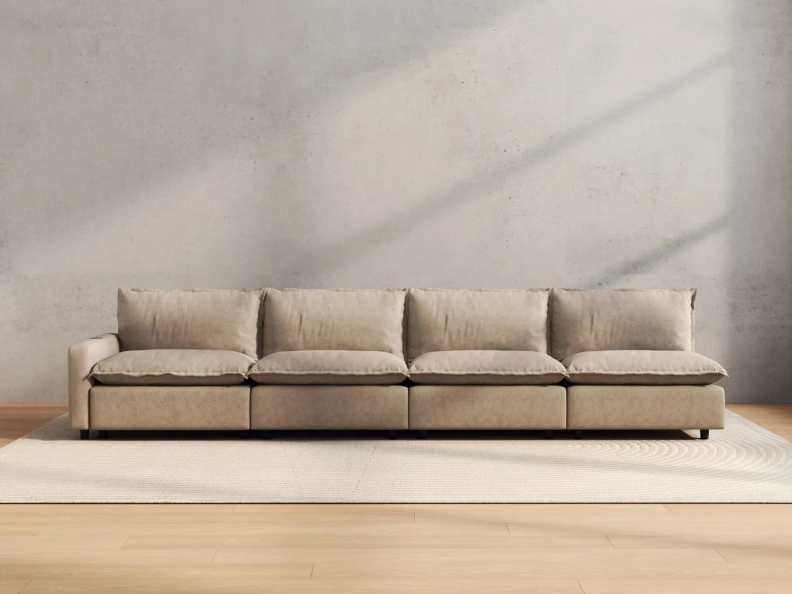 4 Piece Khaki Linen Main Living Area Couch Sectionals 4 Seater 4