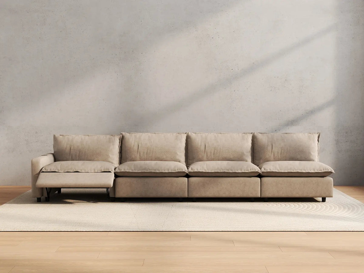4 Piece Khaki Linen Main Living Area Couch Sectionals 4 Seater 5