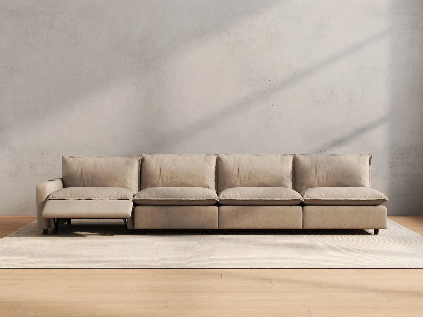 4 Piece Khaki Linen Main Living Area Couch Sectionals 4 Seater 5